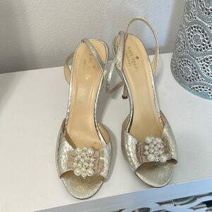 Kate Spade Gold Crystal Embellished Heels